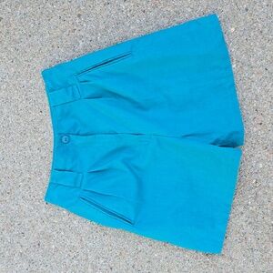 Vintage Pleated Teal High Waisted Rise Shorts